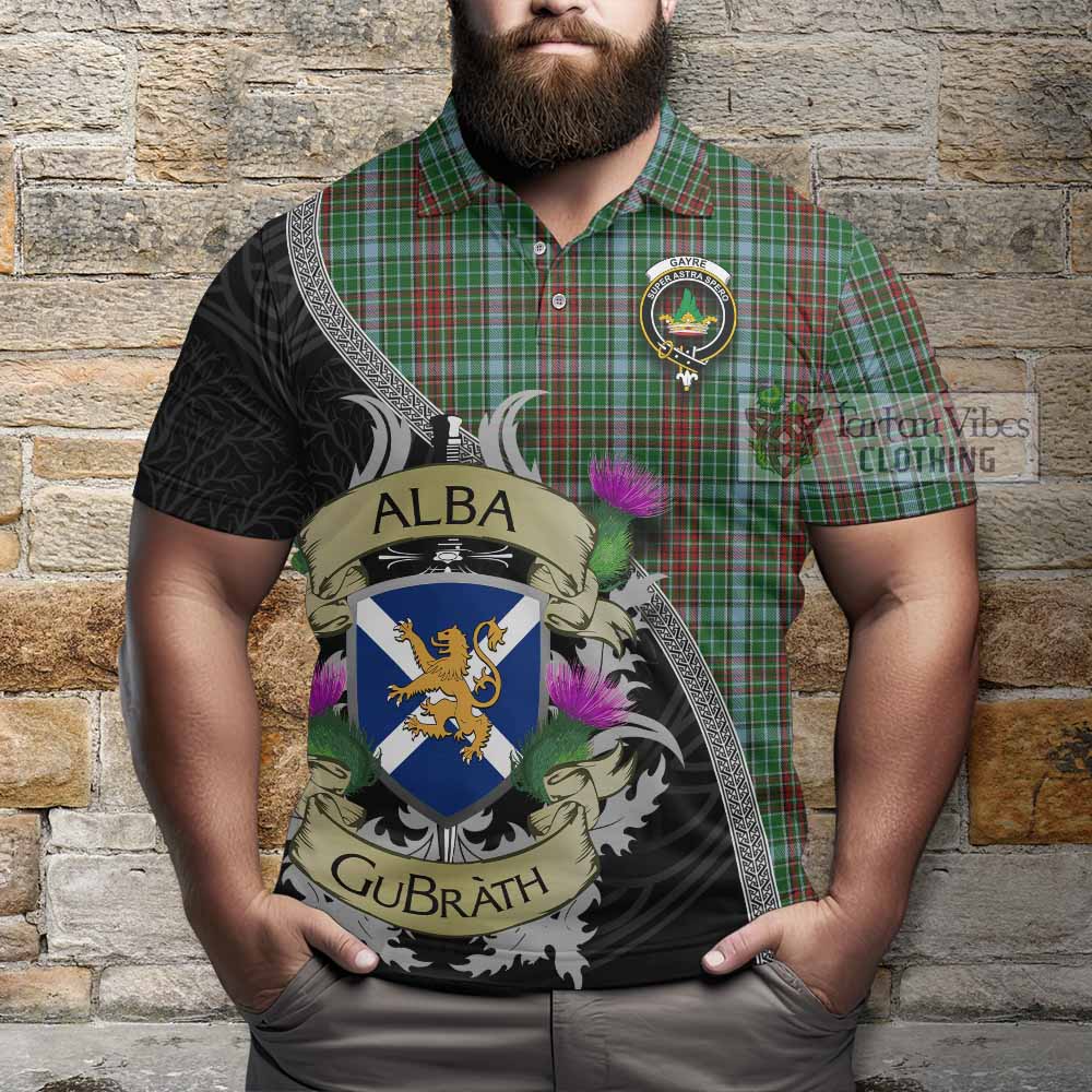 Tartan Vibes Clothing Gayre Tartan Family Crest Polo Shirt Lion Rampant Royal Thistle Shield Celtic Inspired
