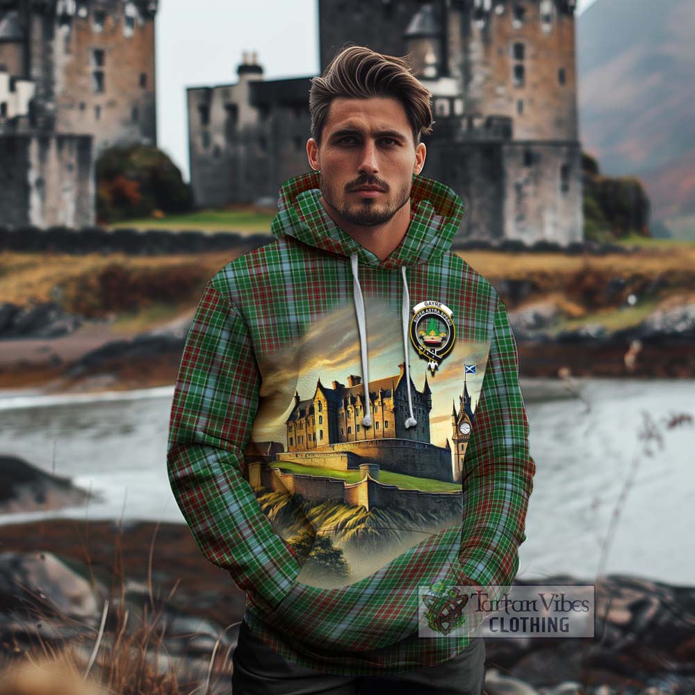 Tartan Vibes Clothing Gayre Tartan Family Crest Cotton Hoodie with Scottish Ancient Castle Style