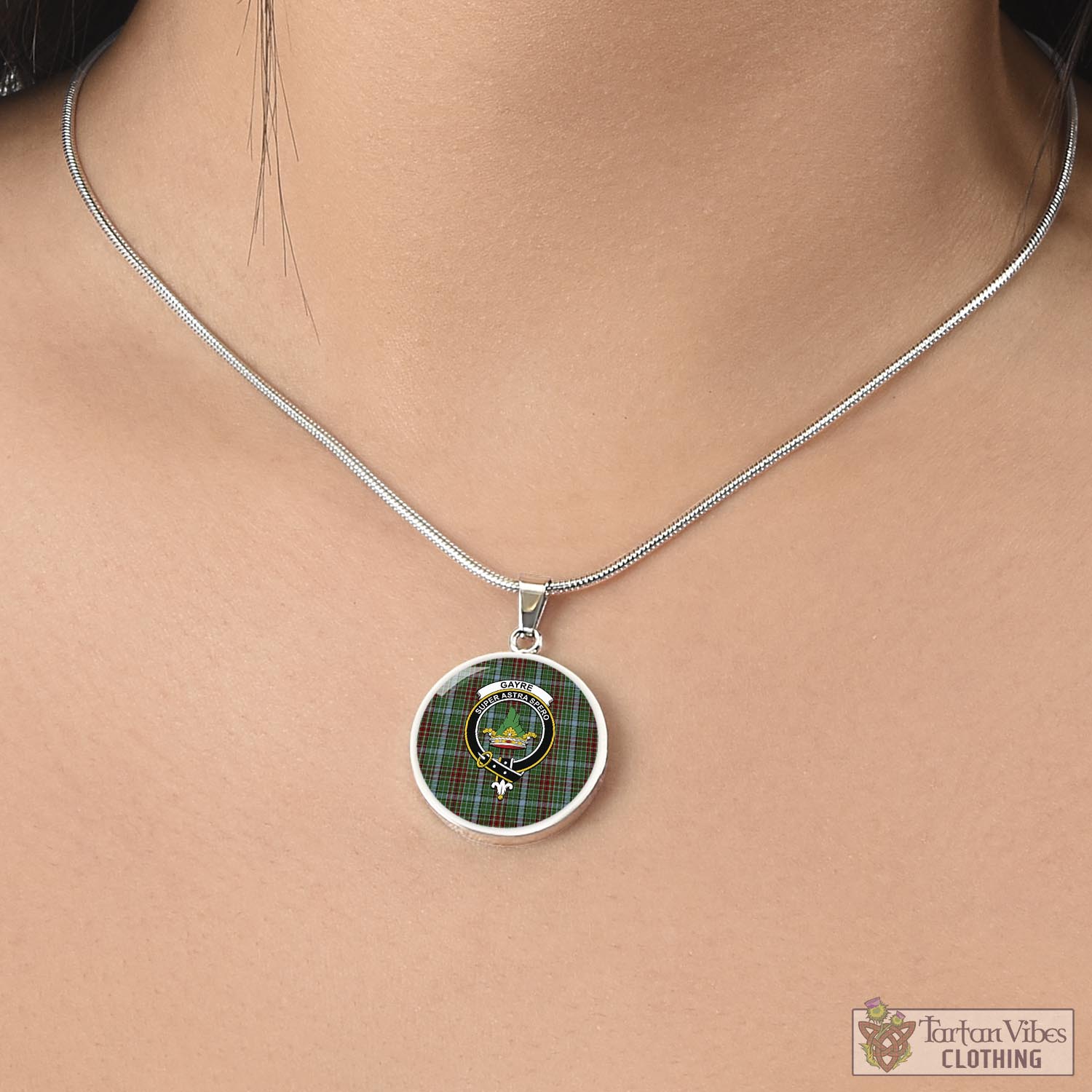 Tartan Vibes Clothing Gayre Tartan Circle Necklace with Family Crest