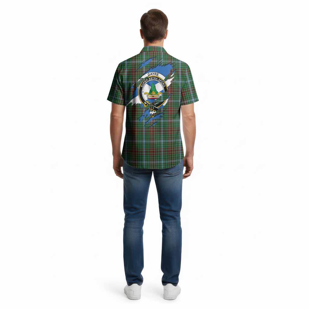 Gayre Clan Crest In Me Tartan Cotton Hawaiian Shirt Scotland Flag Style