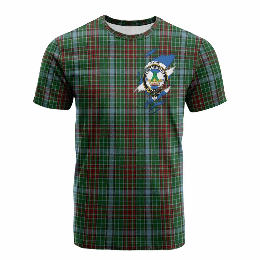 Gayre Clan Crest In Me Tartan Cotton T-shirt Scotland Flag Style