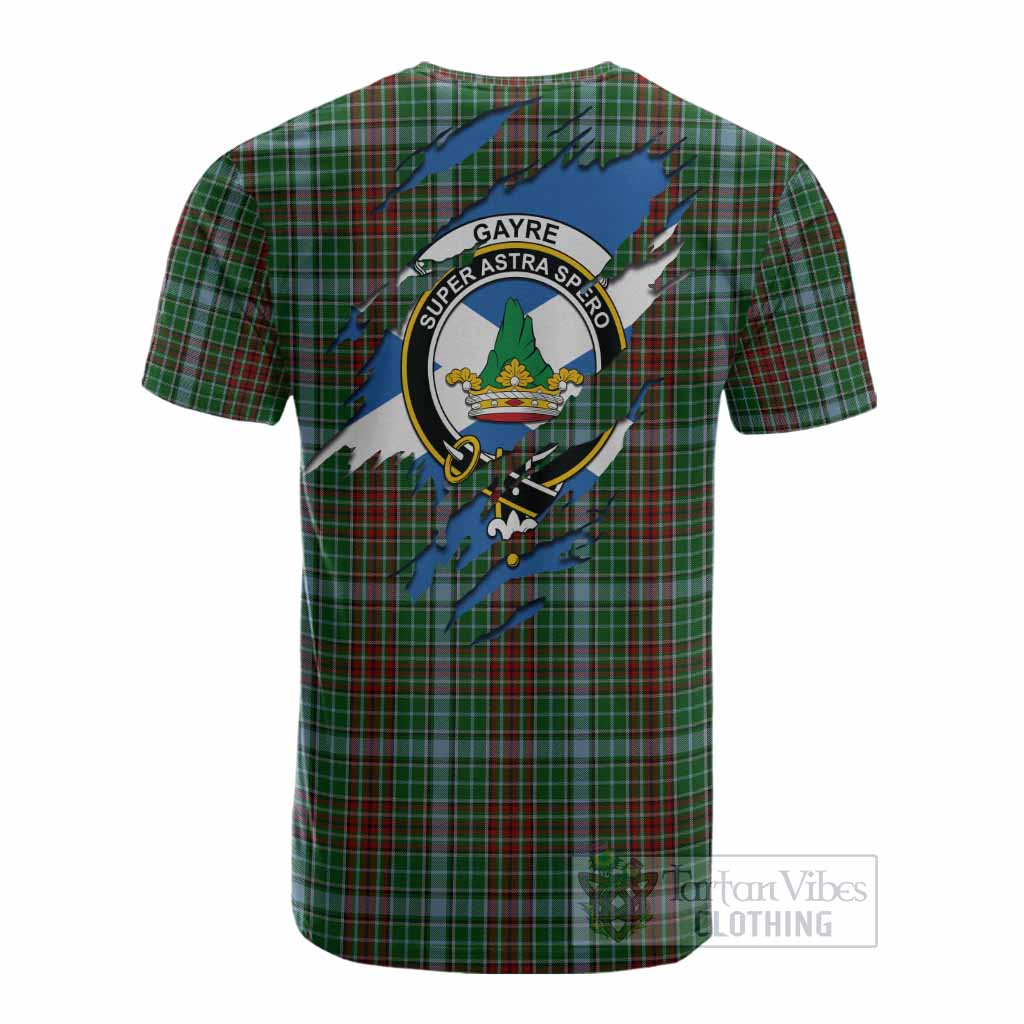 Gayre Clan Crest In Me Tartan Cotton T-shirt Scotland Flag Style