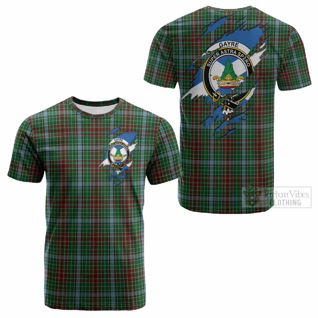 Gayre Clan Crest In Me Tartan Cotton T-shirt Scotland Flag Style