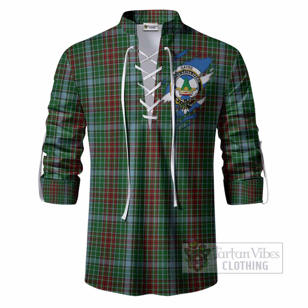 Gayre Clan Crest In Me Tartan Ghillie Shirt Scotland Flag Style