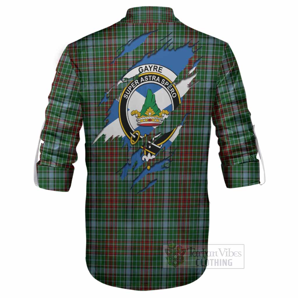 Gayre Clan Crest In Me Tartan Ghillie Shirt Scotland Flag Style