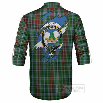 Gayre Clan Crest In Me Tartan Ghillie Shirt Scotland Flag Style