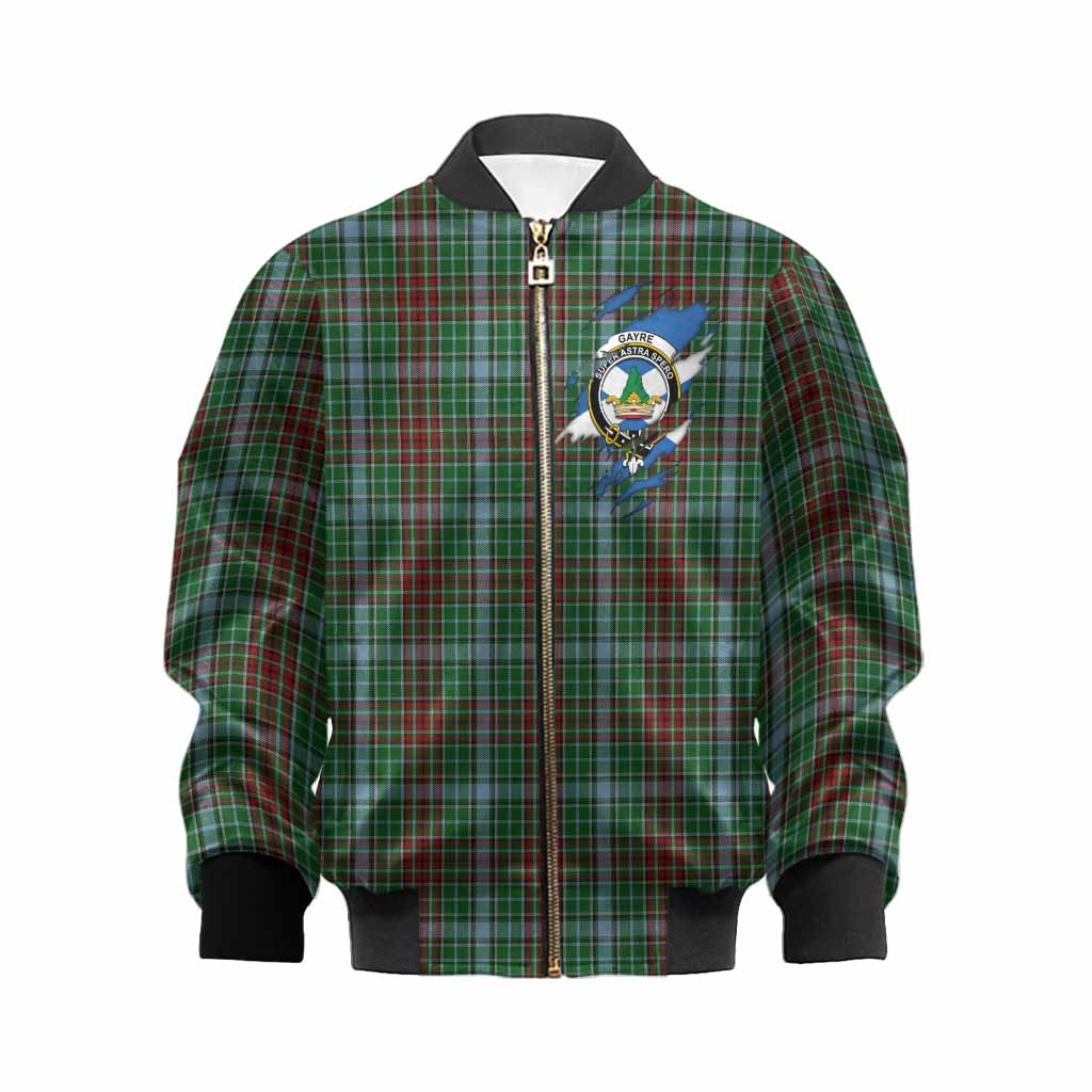 Gayre Clan Crest In Me Tartan Kid Bomber Jacket Scotland Flag Style