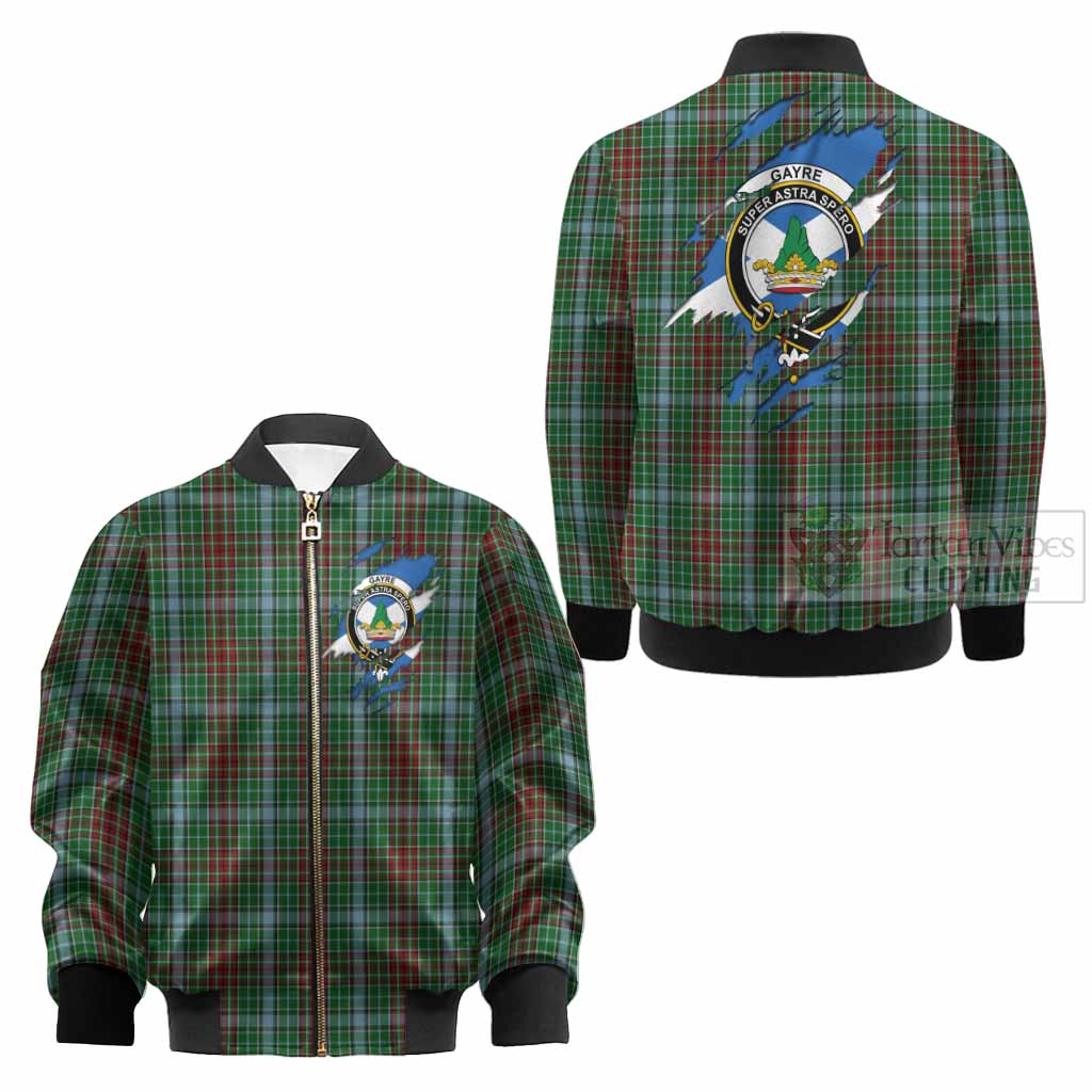 Gayre Clan Crest In Me Tartan Kid Bomber Jacket Scotland Flag Style