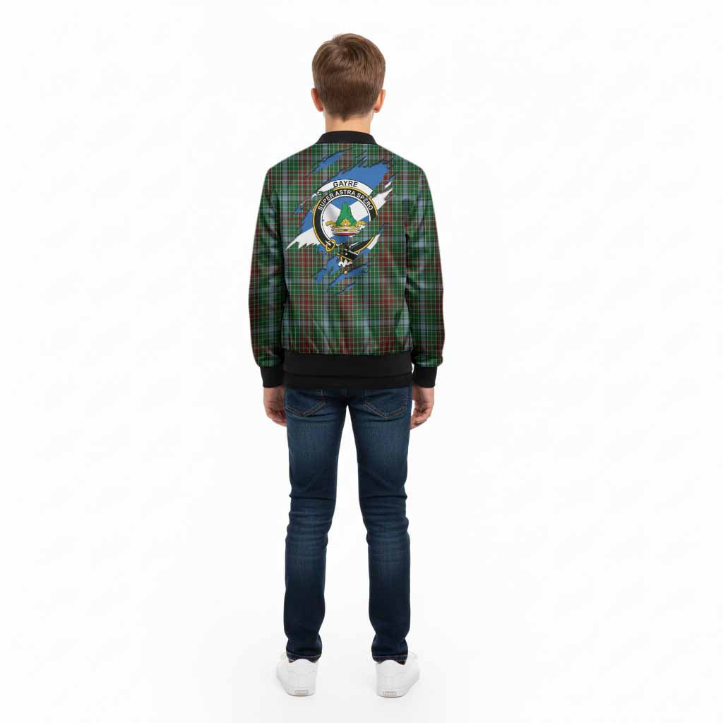 Gayre Clan Crest In Me Tartan Kid Bomber Jacket Scotland Flag Style