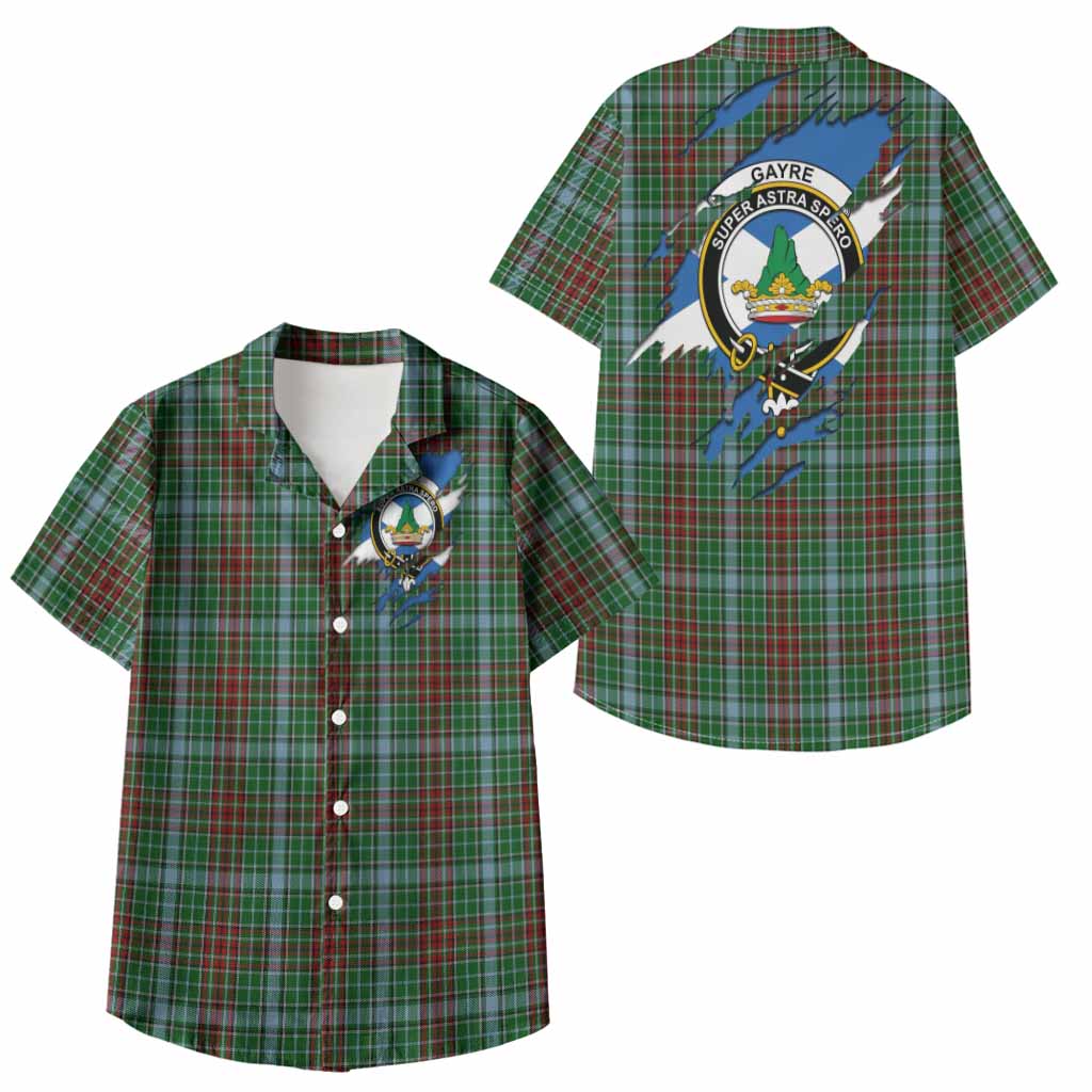 Gayre Clan Crest In Me Tartan Kid Hawaiian Shirt Scotland Flag Style