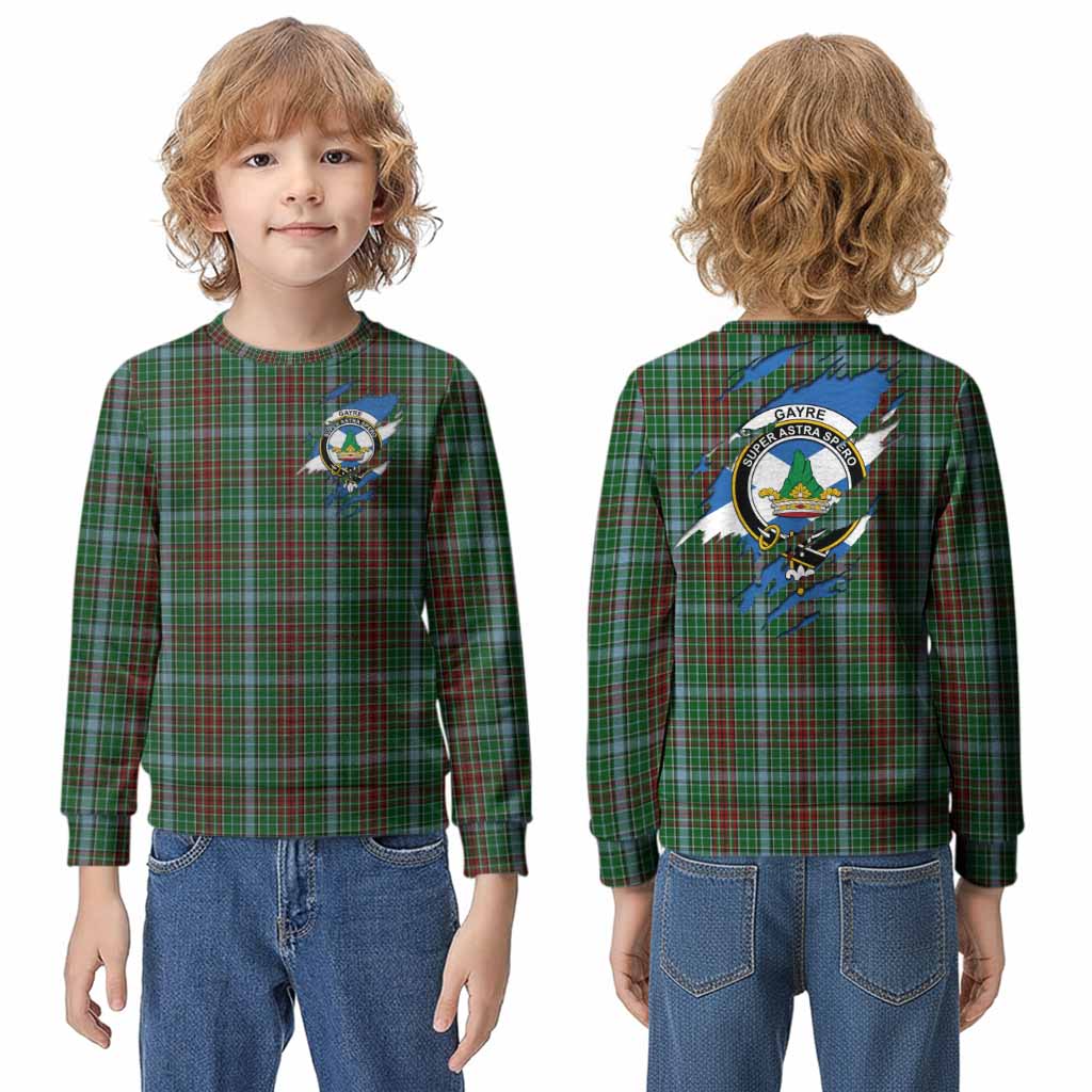Gayre Clan Crest In Me Tartan Kid Knitted Sweatshirt Scotland Flag Style