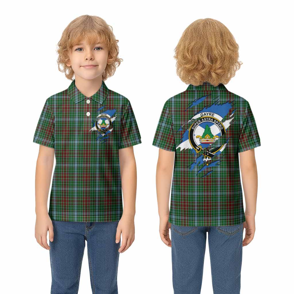 Gayre Clan Crest In Me Tartan Kid Polo Shirt Scotland Flag Style