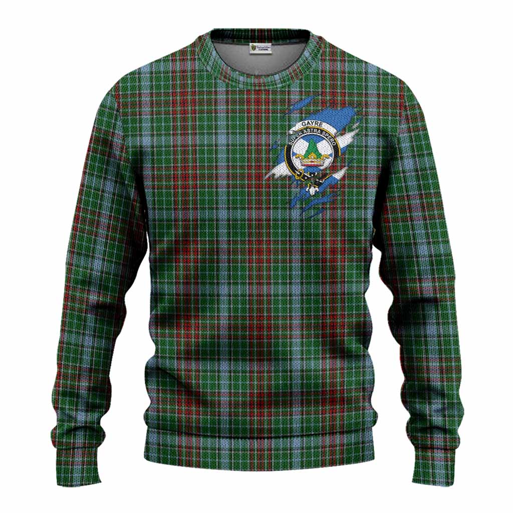 Gayre Clan Crest In Me Tartan Knitted Sweater Scotland Flag Style
