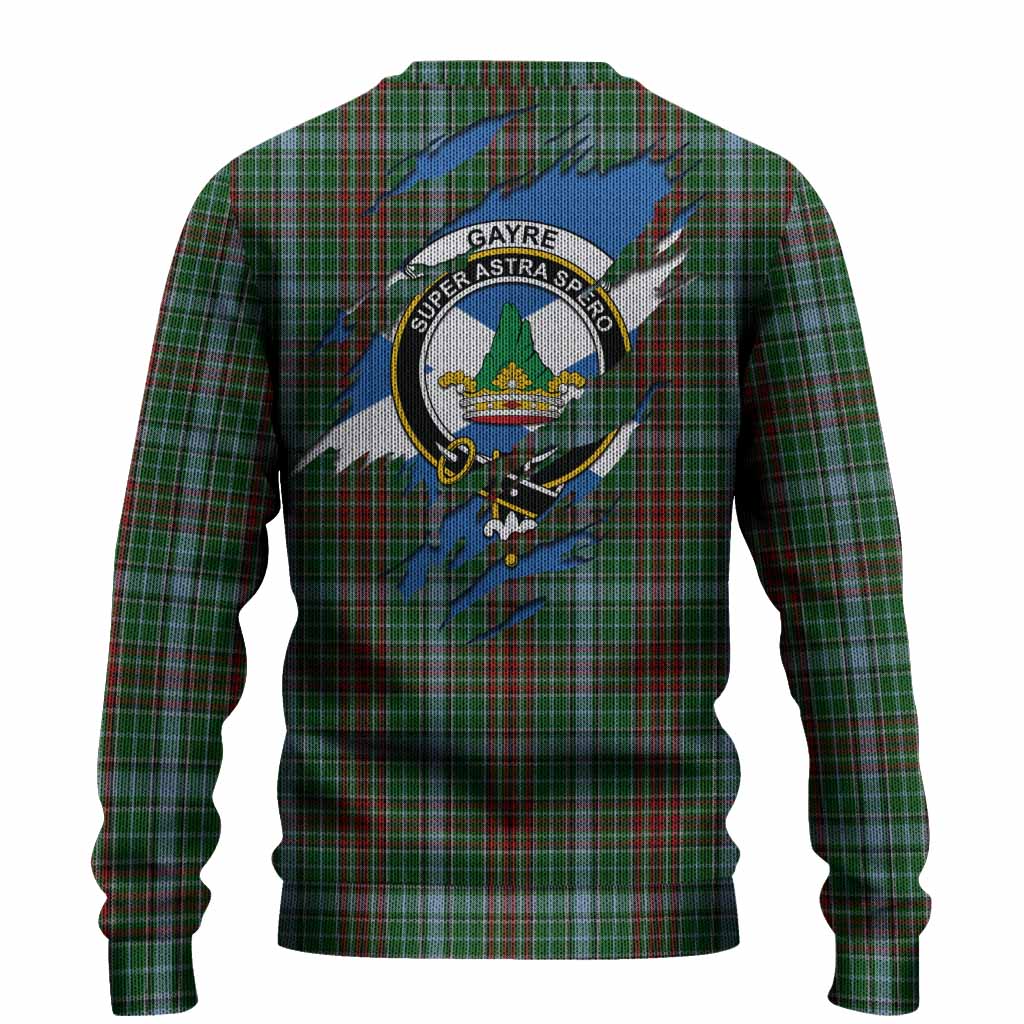 Gayre Clan Crest In Me Tartan Knitted Sweater Scotland Flag Style