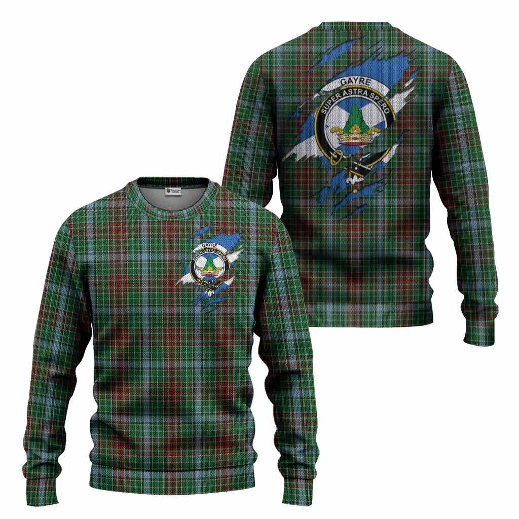 Gayre Clan Crest In Me Tartan Knitted Sweater Scotland Flag Style