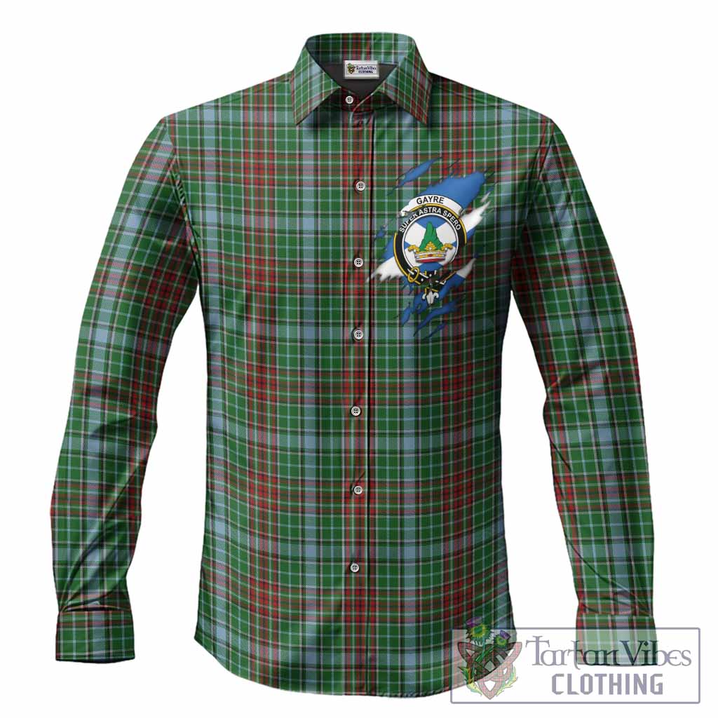 Gayre Clan Crest In Me Tartan Long Sleeve Button Shirts Scotland Flag Style