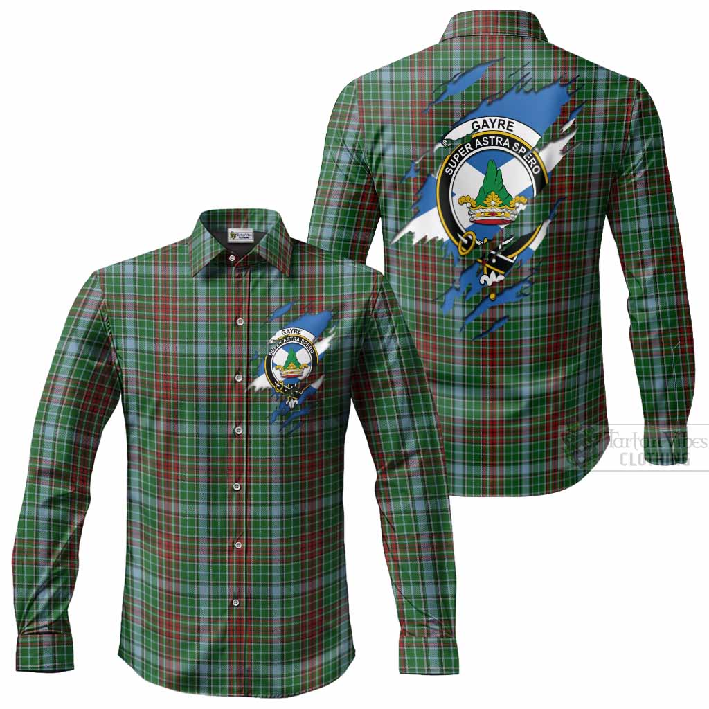 Gayre Clan Crest In Me Tartan Long Sleeve Button Shirts Scotland Flag Style