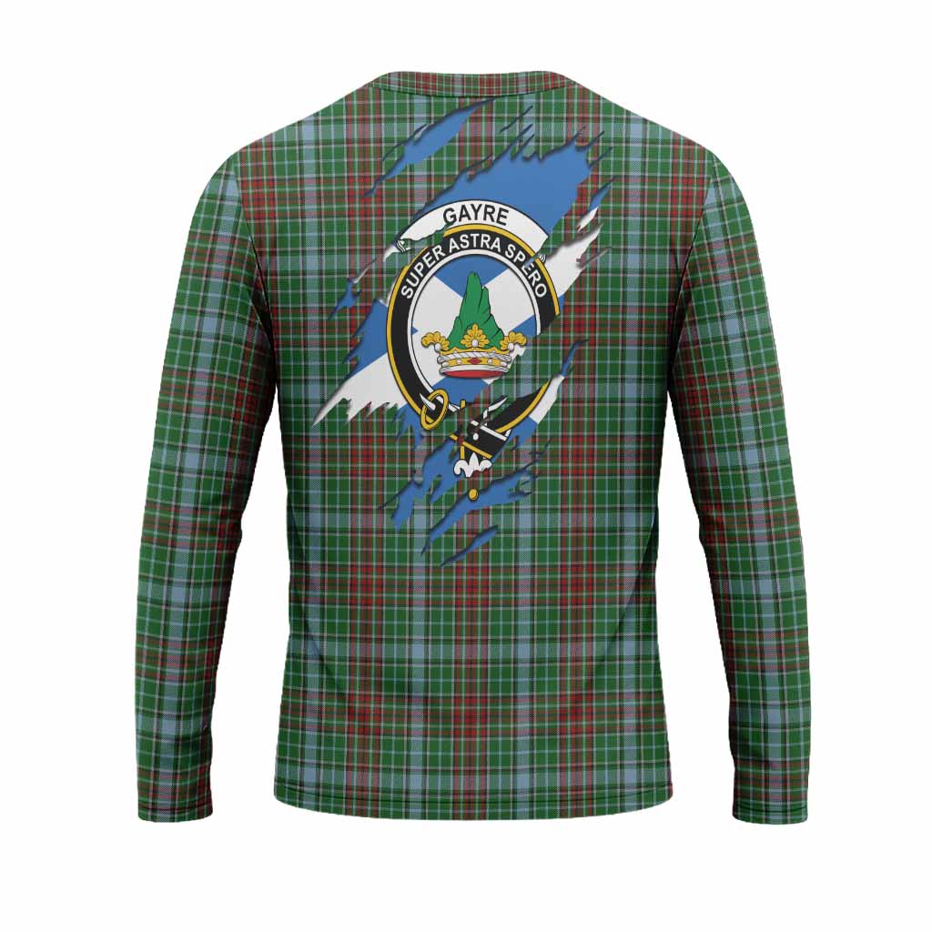 Gayre Clan Crest In Me Tartan Long Sleeve T-Shirt Scotland Flag Style
