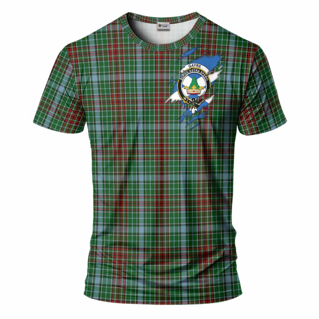 Gayre Clan Crest In Me Tartan T-Shirt Scotland Flag Style