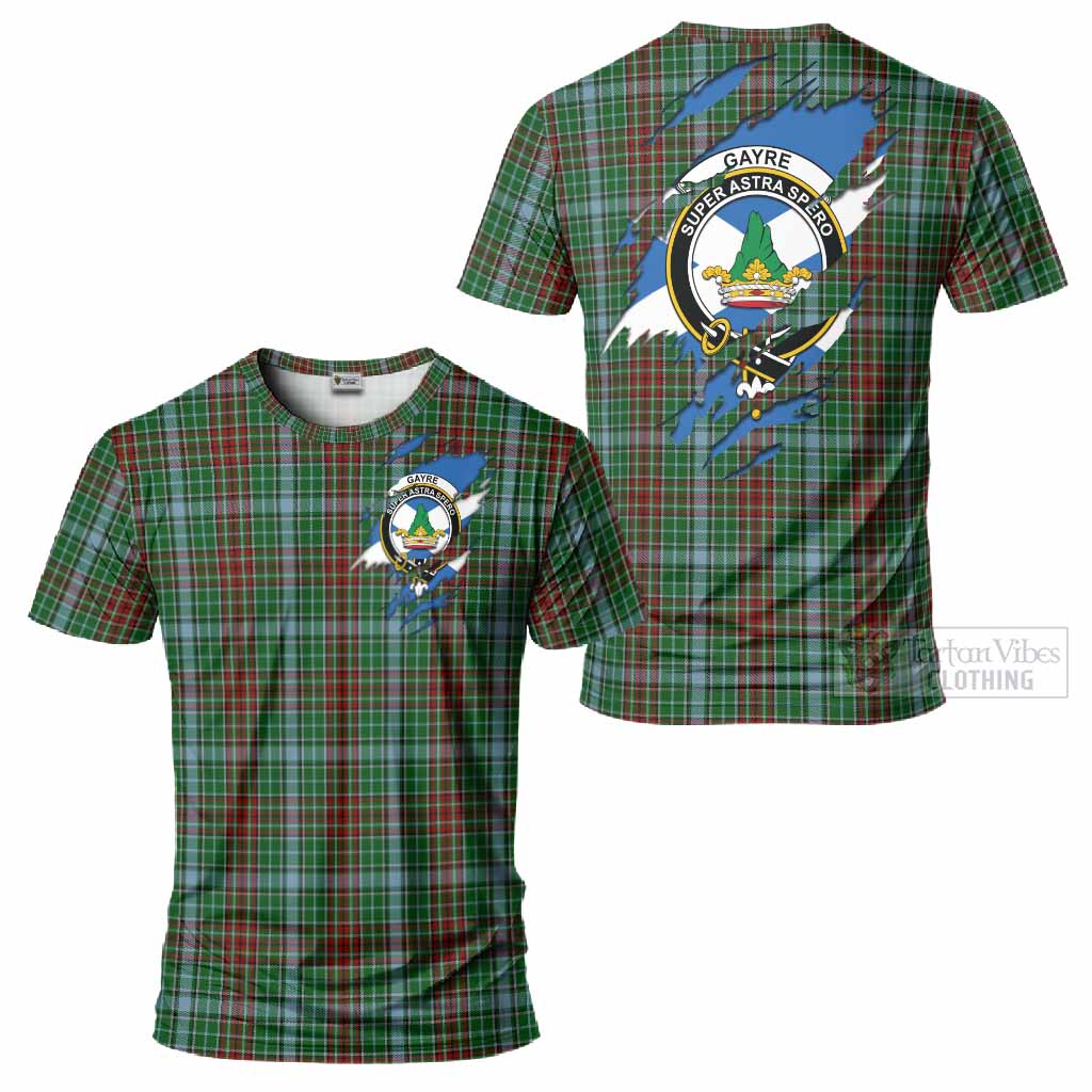 Gayre Clan Crest In Me Tartan T-Shirt Scotland Flag Style