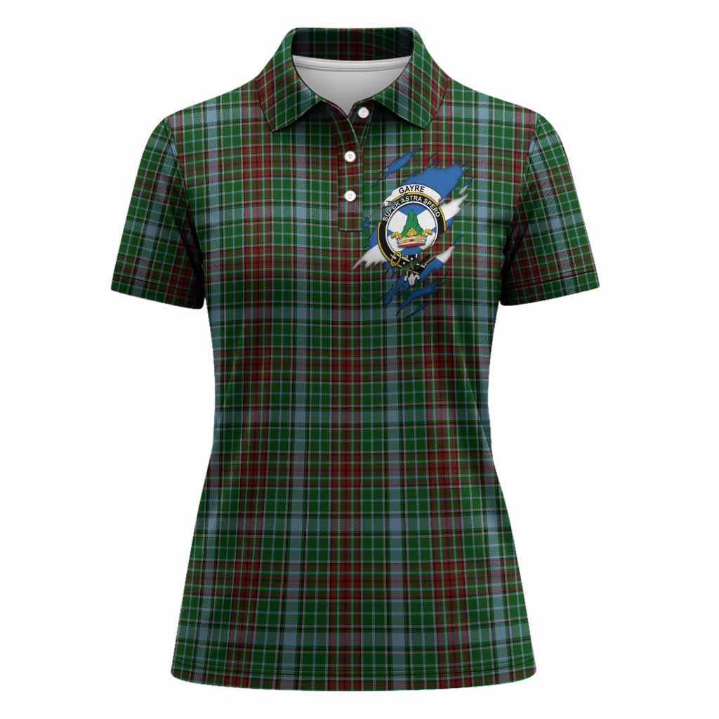 Gayre Clan Crest In Me Tartan Women Polo Shirt Scotland Flag Style