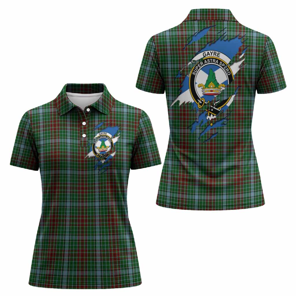 Gayre Clan Crest In Me Tartan Women Polo Shirt Scotland Flag Style