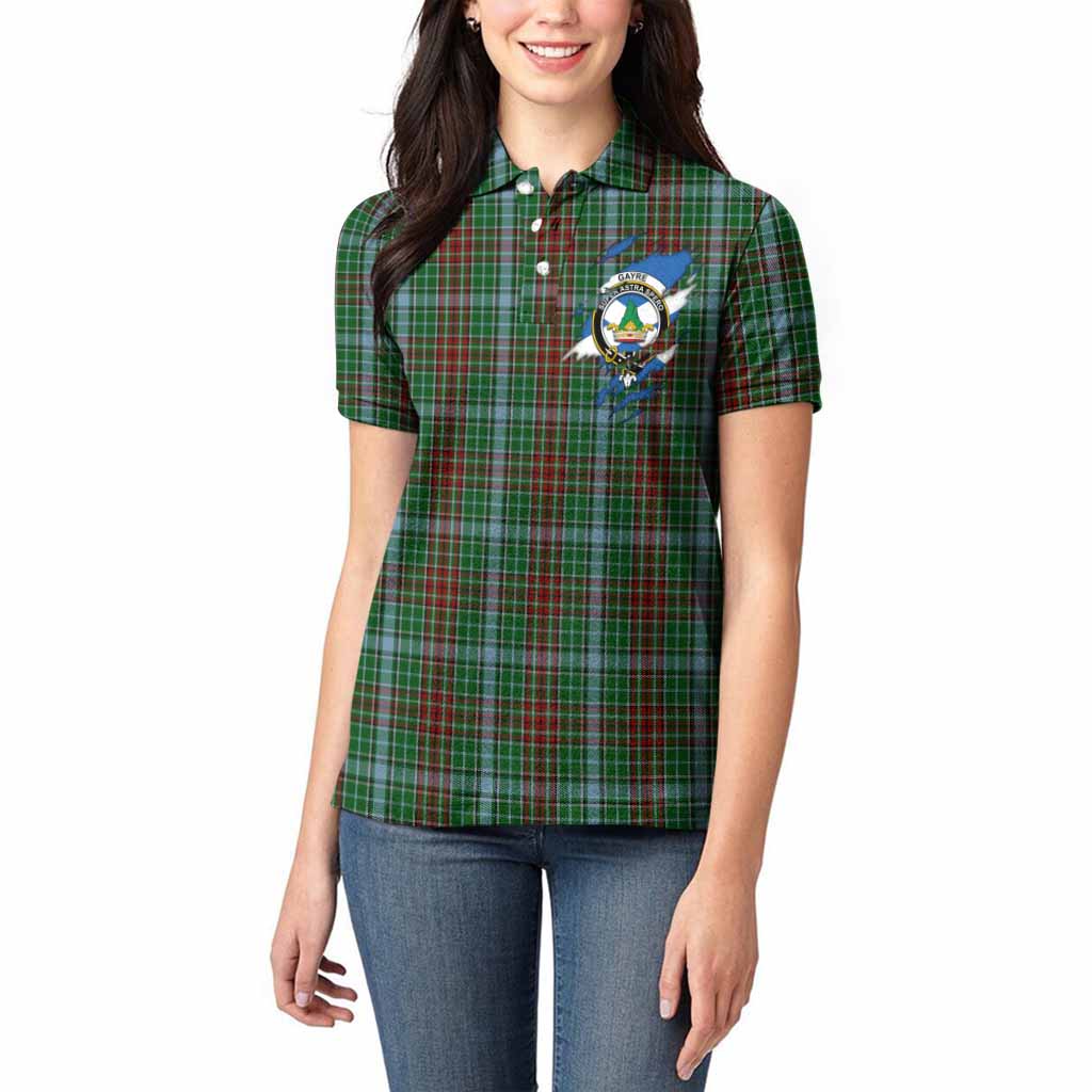 Gayre Clan Crest In Me Tartan Women Polo Shirt Scotland Flag Style
