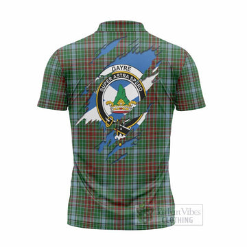 Gayre Clan Crest In Me Tartan Zipper Polo Shirt Scotland Flag Style