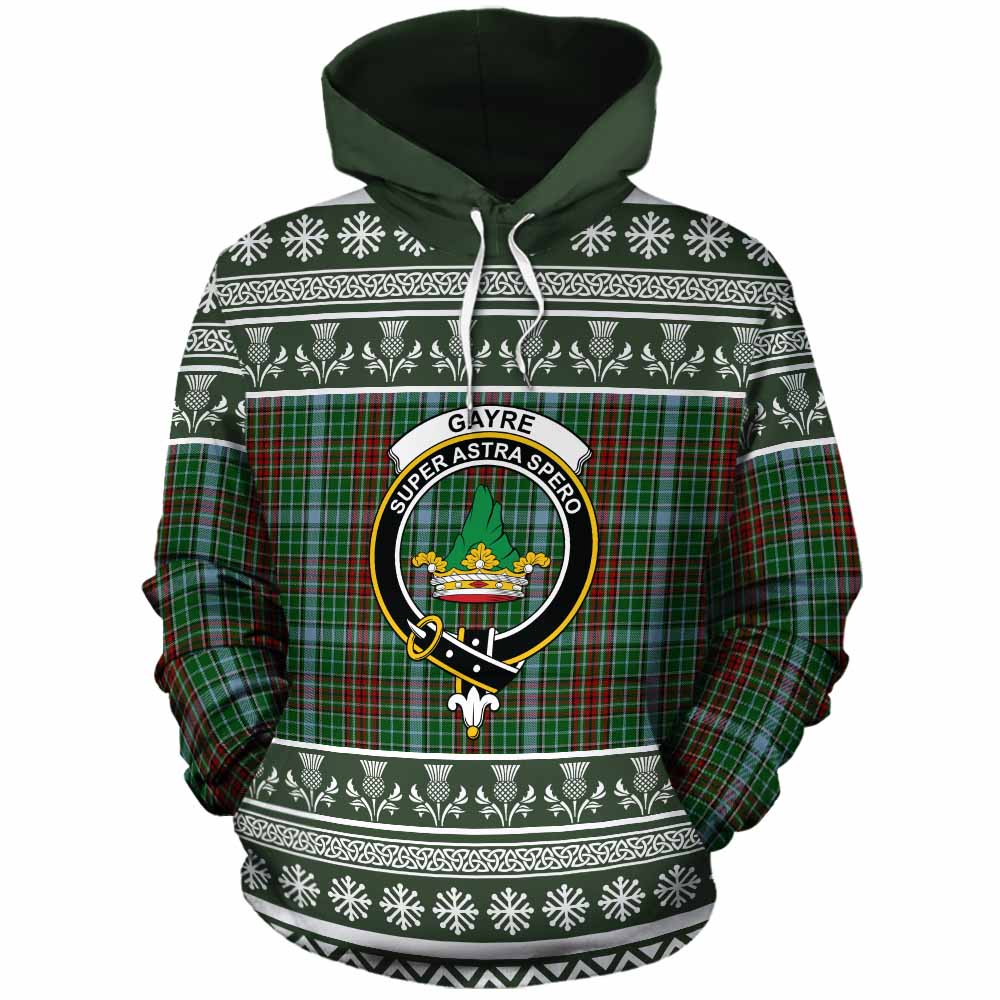 Gayre Clan Tartan Christmas Cotton Hoodie with Family Crest - Tartan Vibes Clothing