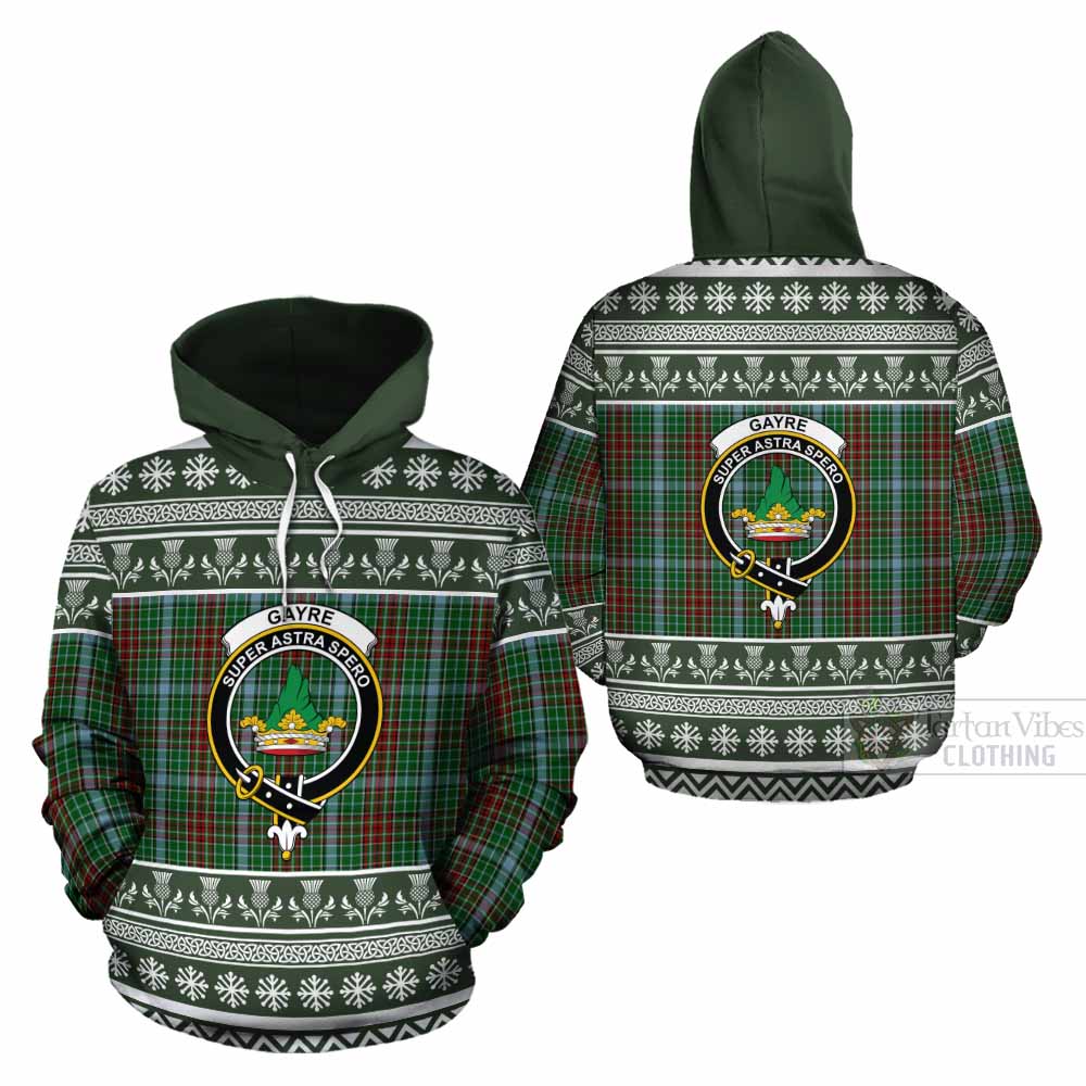 Gayre Clan Tartan Christmas Cotton Hoodie with Family Crest - Tartan Vibes Clothing