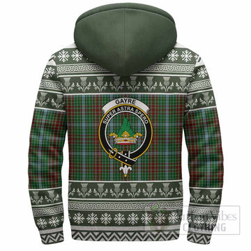 Gayre Clan Tartan Christmas Fleece Hoodie with Family Crest