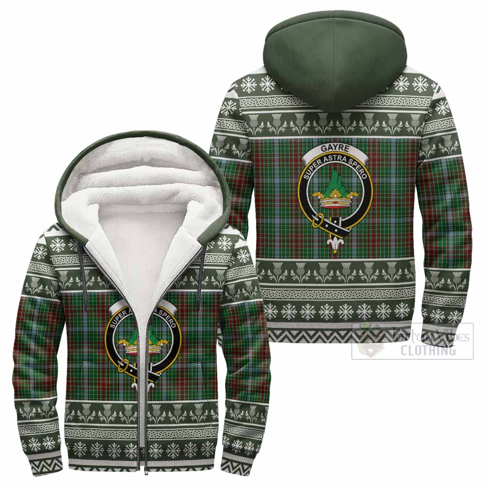 Gayre Clan Tartan Christmas Fleece Hoodie with Family Crest - Tartan Vibes Clothing