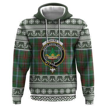 Gayre Clan Tartan Christmas Hoodie with Family Crest