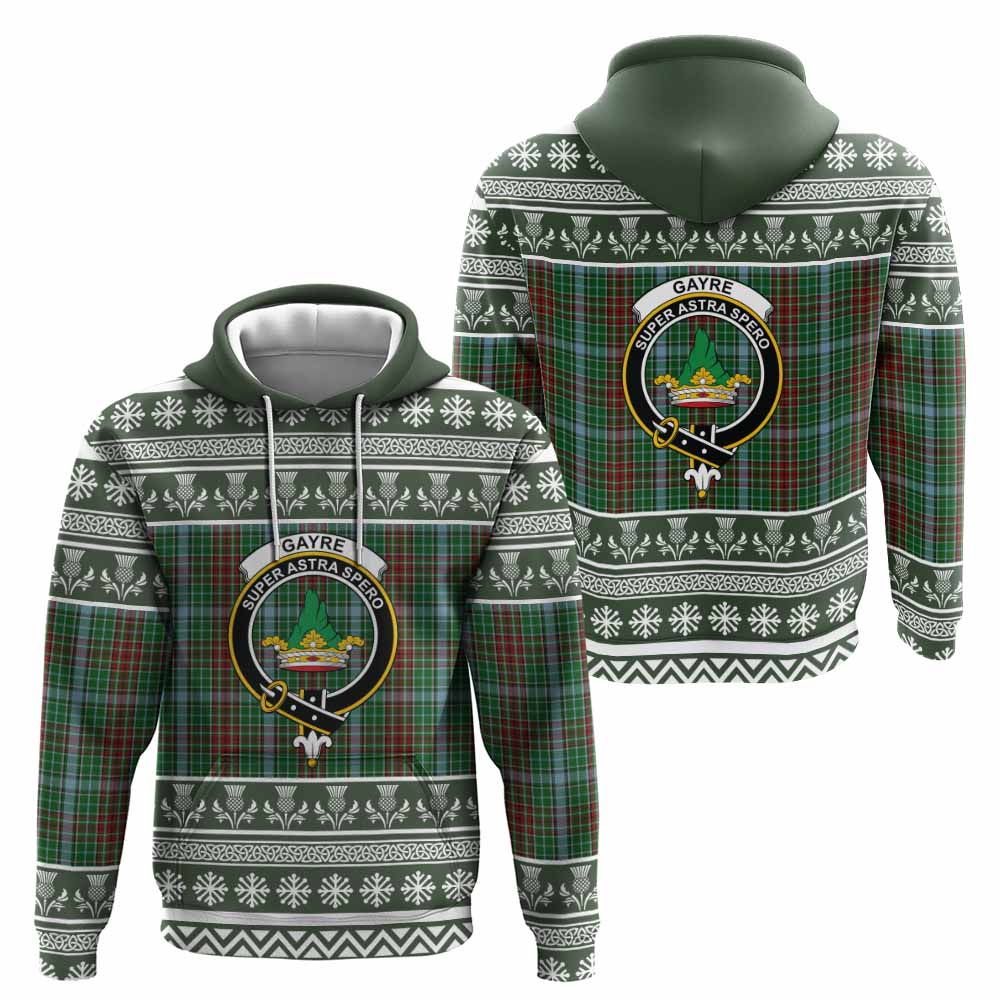Gayre Clan Tartan Christmas Hoodie with Family Crest - Tartan Vibes Clothing