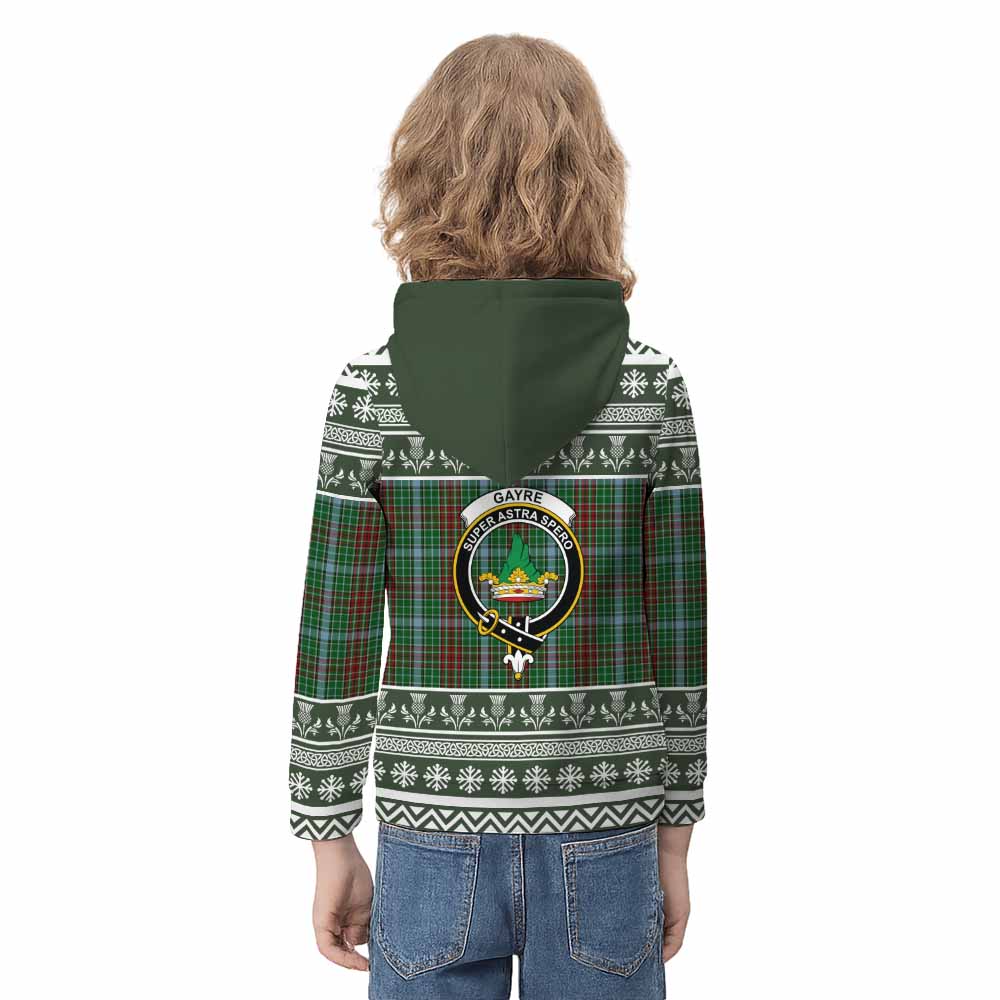 Gayre Clan Tartan Christmas Kid Hoodie with Family Crest - Tartan Vibes Clothing