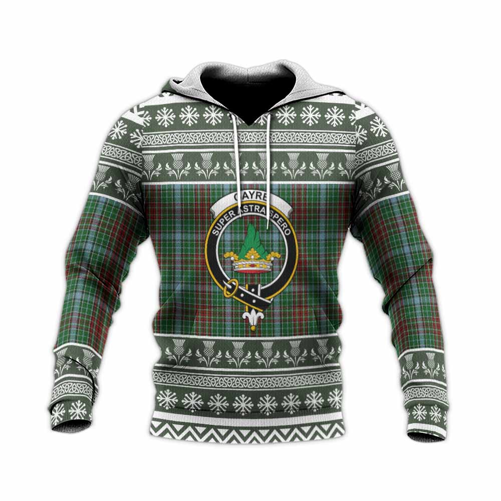 Gayre Clan Tartan Christmas Knitted Hoodie with Family Crest - Tartan Vibes Clothing