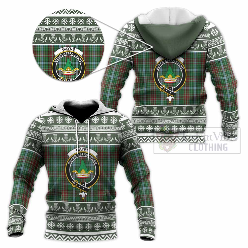 Gayre Clan Tartan Christmas Knitted Hoodie with Family Crest - Tartan Vibes Clothing