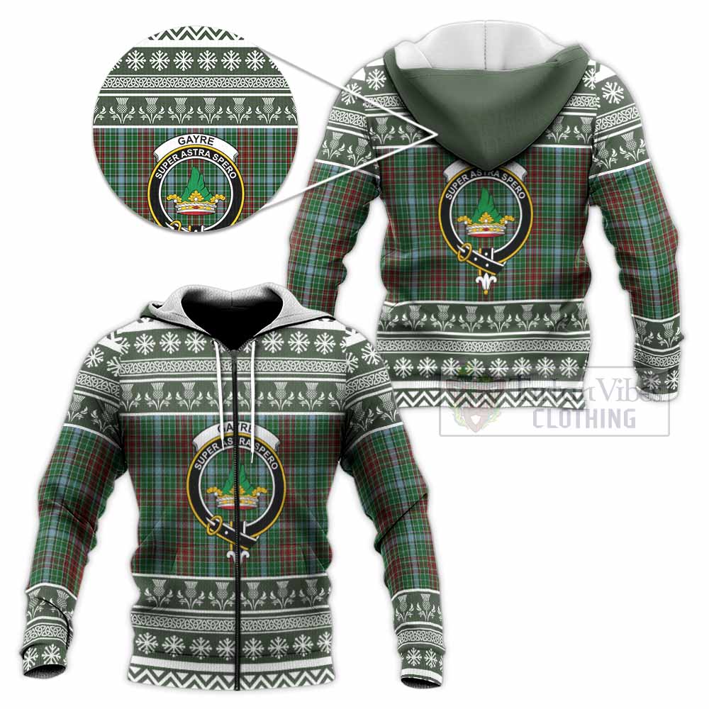Gayre Clan Tartan Christmas Knitted Hoodie with Family Crest - Tartan Vibes Clothing