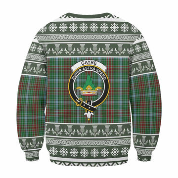 Gayre Clan Tartan Christmas Sweatshirt with Family Crest