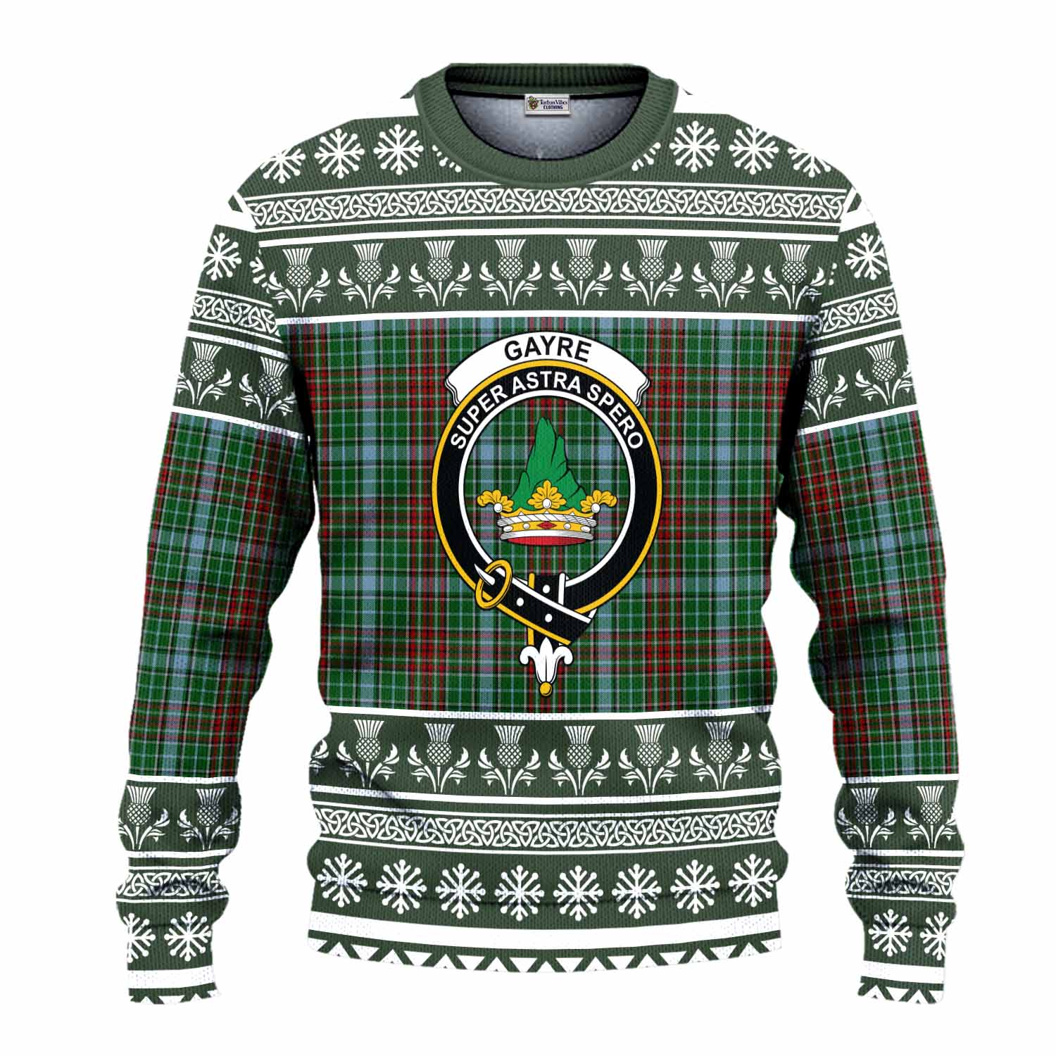 Gayre Clan Tartan Christmas Ugly Sweater with Family Crest - Tartan Vibes Clothing