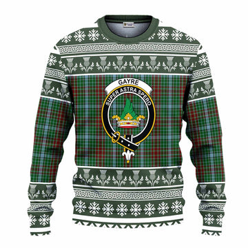 Gayre Clan Tartan Christmas Ugly Sweater with Family Crest