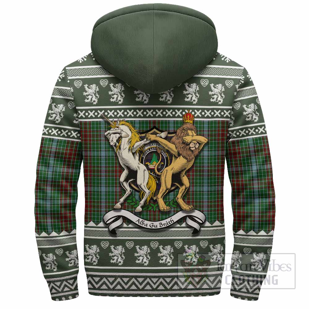 Gayre Clan Tartan Crest Christmas Fleece Hoodie Coat of Arms Funny Style - Tartan Vibes Clothing