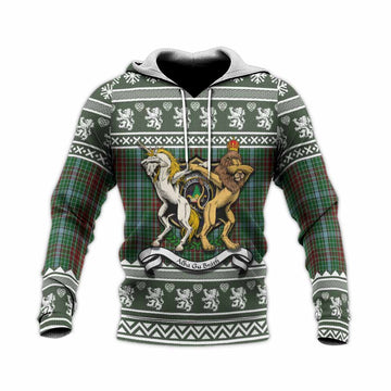Gayre Clan Tartan Crest Christmas Knitted Hoodie Coat of Arms Funny Style