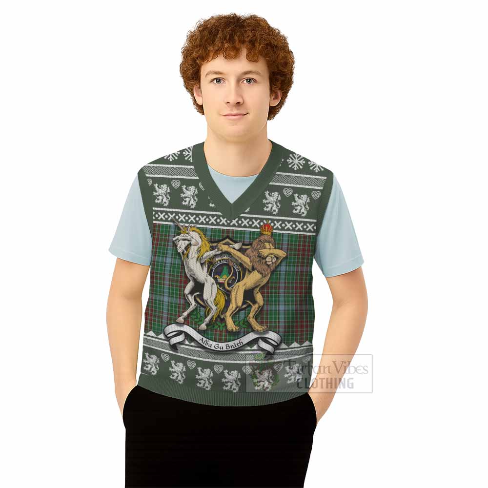 Gayre Clan Tartan Crest Christmas Knitted V-Neck Vest Coat of Arms Funny Style - Tartan Vibes Clothing