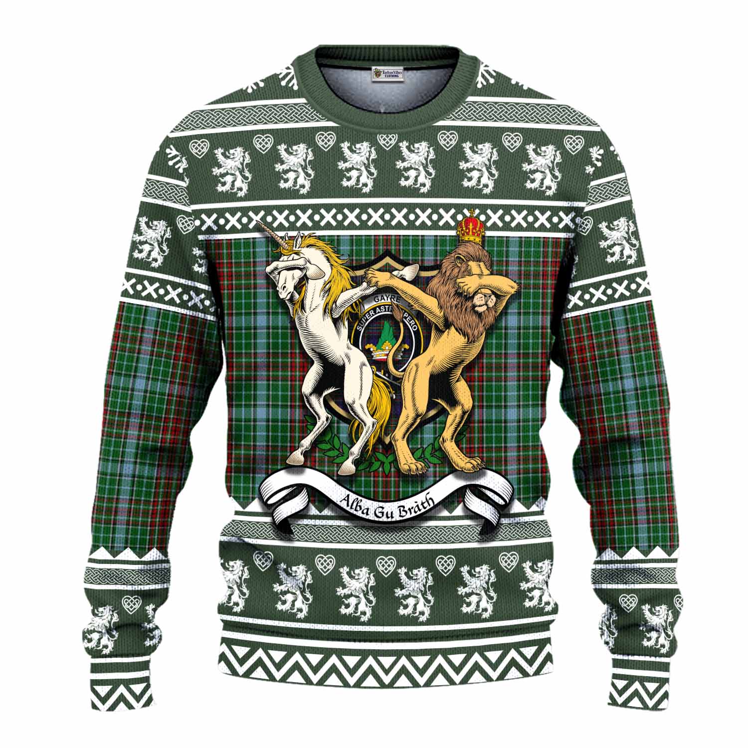 Gayre Clan Tartan Crest Christmas Ugly Sweater Coat of Arms Funny Style - Tartan Vibes Clothing