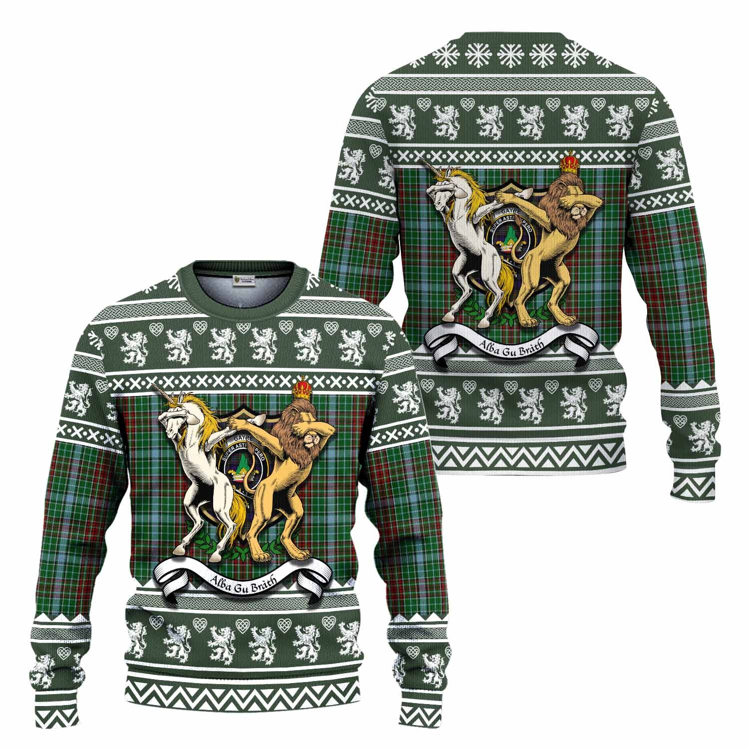 Gayre Clan Tartan Crest Christmas Ugly Sweater Coat of Arms Funny Style - Tartan Vibes Clothing