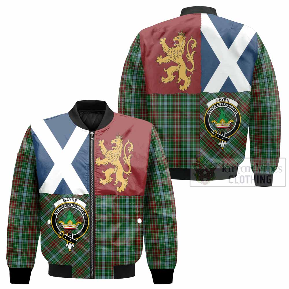 Gayre Crest Tartan Bomber Jacket with Lion Rampant Saltire Style