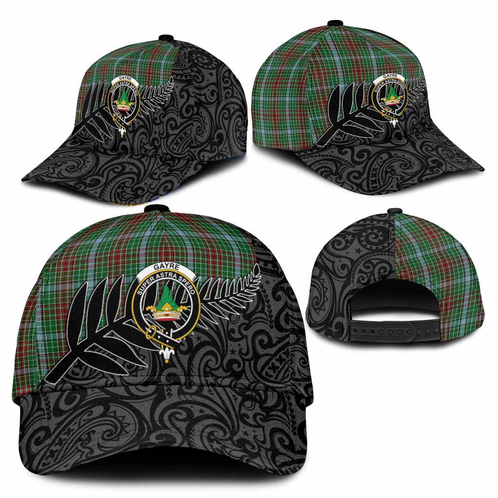 Gayre Crest Tartan Classic Cap with New Zealand Silver Fern Half Style