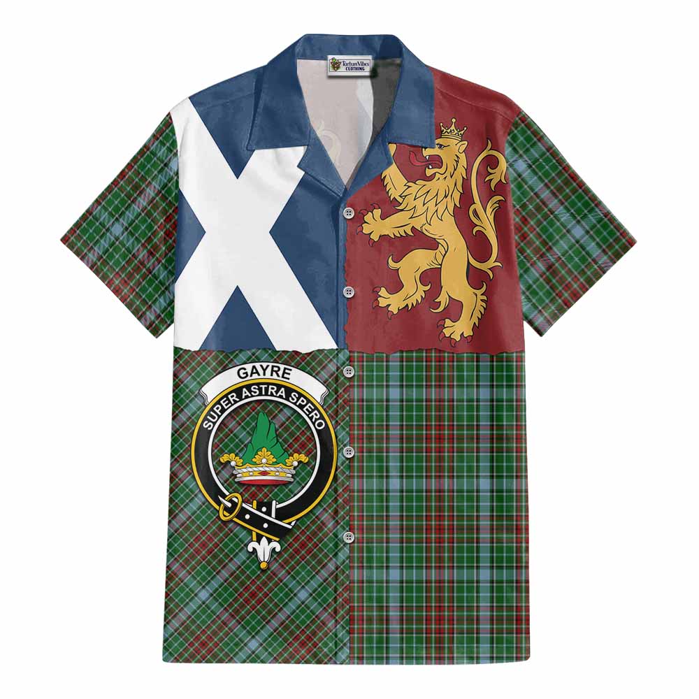 Gayre Crest Tartan Cotton Hawaiian Shirt with Lion Rampant Saltire Style - Tartan Vibes Clothing