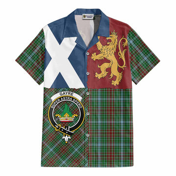 Gayre Crest Tartan Cotton Hawaiian Shirt with Lion Rampant Saltire Style - Tartan Vibes Clothing